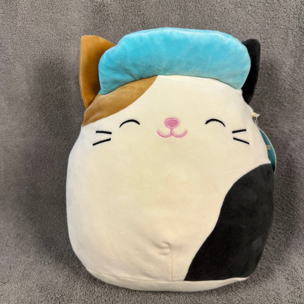 Squishmallows‎ Cam Calico Cat Blue Visor OG Squad Kitty Plush